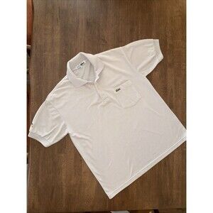 Vintage Lacoste Chemise Polo Shirt Made in France 90s Beige Croc Logo Men’s XL